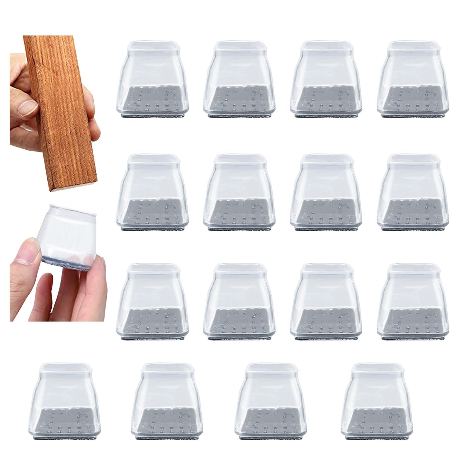 GWAWG 16 PCS Protector Patas Sillas Transparentes Silicona Protector Sillas Patas con Almohadillas Fieltro para Proteger Madera Dura Baldosas Suelos Laminados Muebles Sin Arañazos y Ruido (Pequeño)