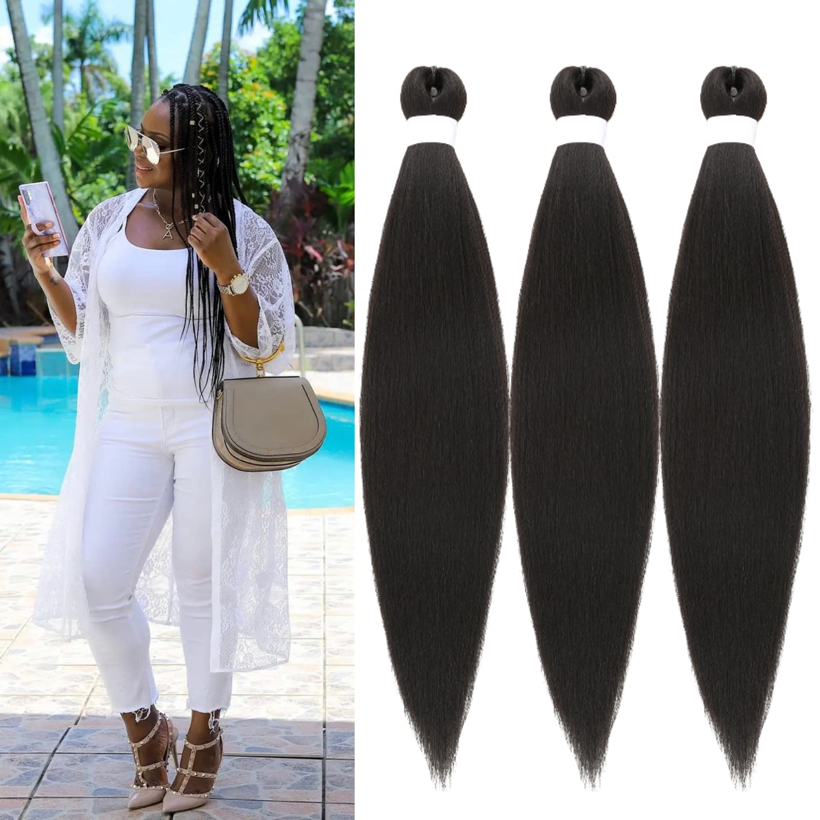 Gozill Pre Stretched Braiding hair Hypoallergenic Black Non Toxic Ez Braid Prestretched Braiding Hair Extensions Knotless