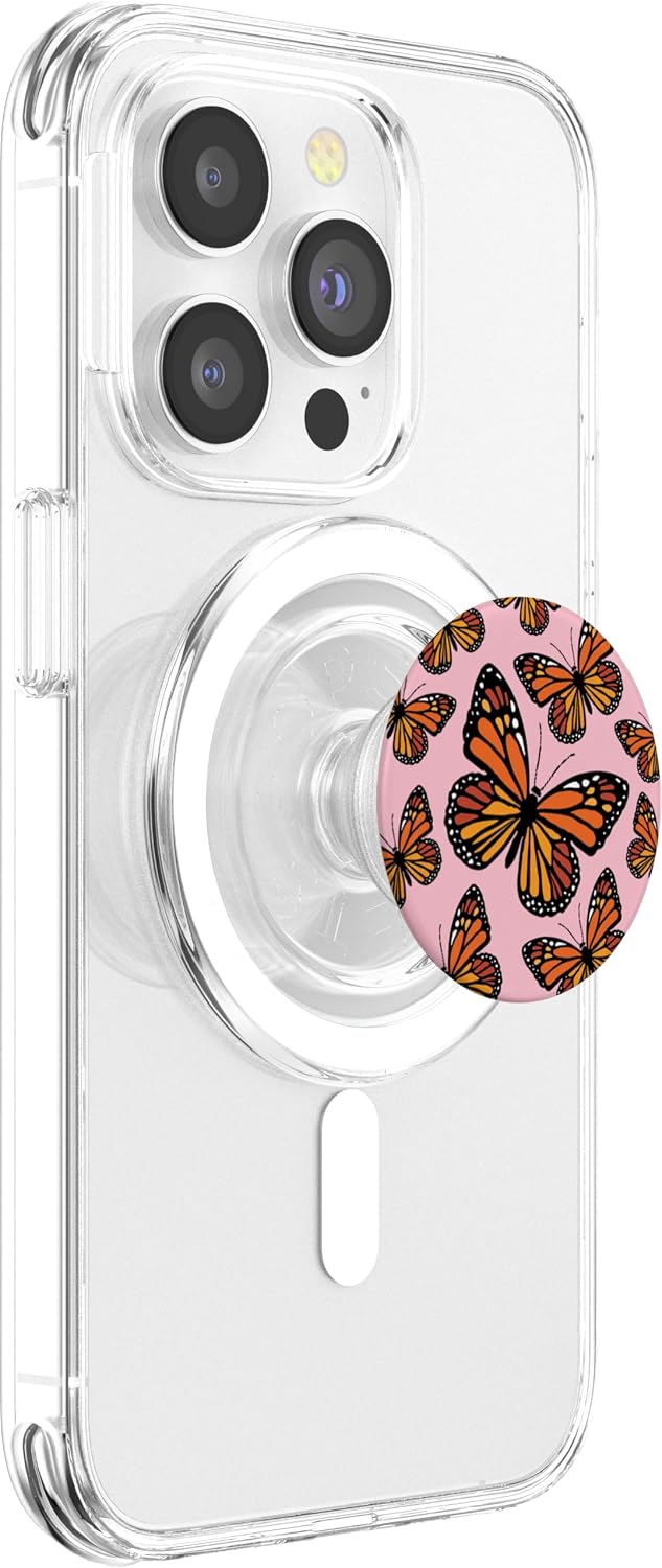 Cute Monarch Butterfly Design Pastel Pink Orange PopSockets PopGrip for MagSafe