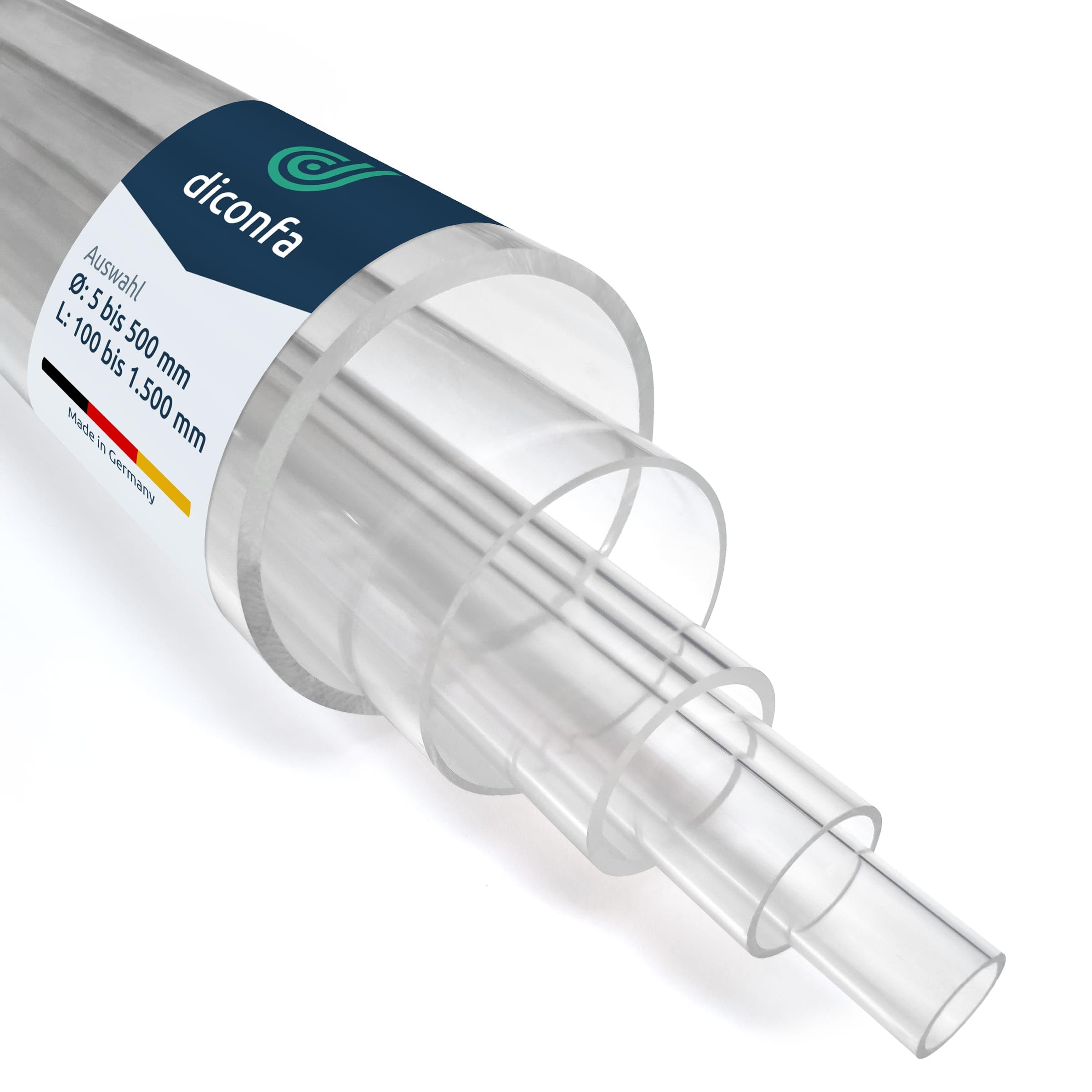 diconfa Acrylglas Kunststoff-Rohr glasklar - Ø 5 bis 500mm - LÄNGE 100mm bis 1500mm - AUSWAHL: Durchmesser 250/244mm x 200mm (20cm) - Farblos transparent Dekoration Messebau Beleuchtung Möbel