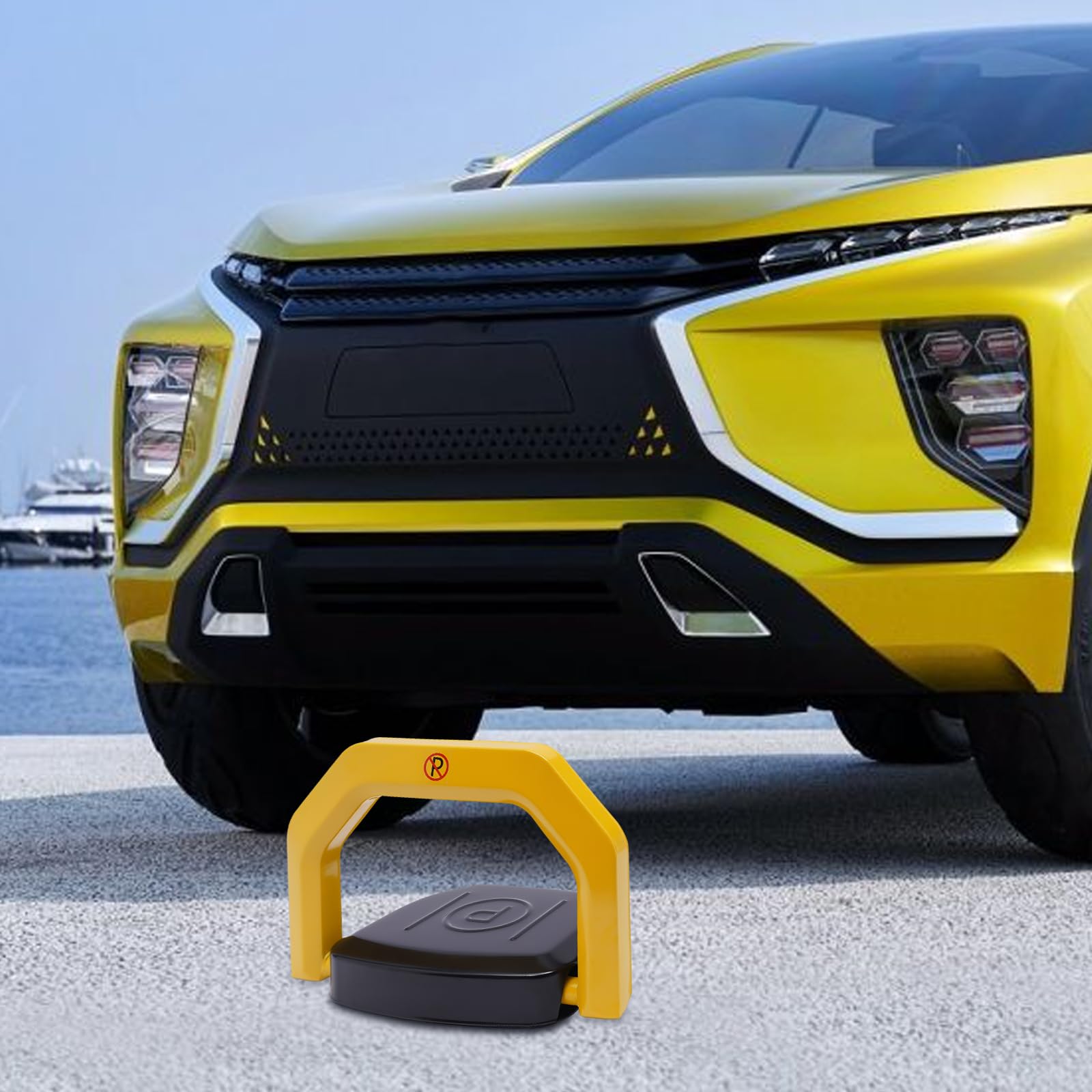 Barrière de parking pliable avec télécommande, garde-boue avant et arrière, protection anti-collision à 180°, télécommande de 30 m pour garages et parkings