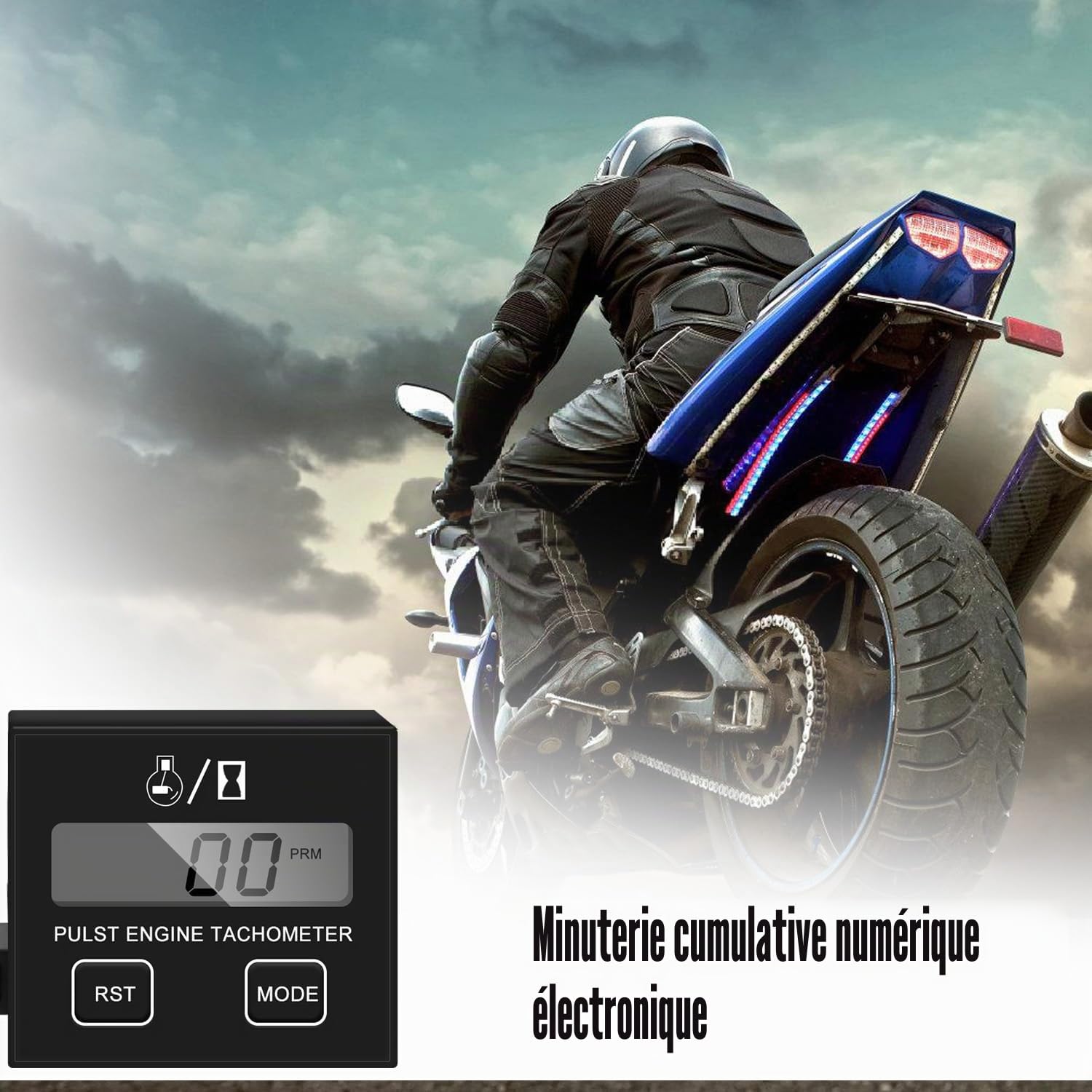 Tachymètre numérique étanche pour moteur pour tronçonneuse, moto et tondeuse à gazon