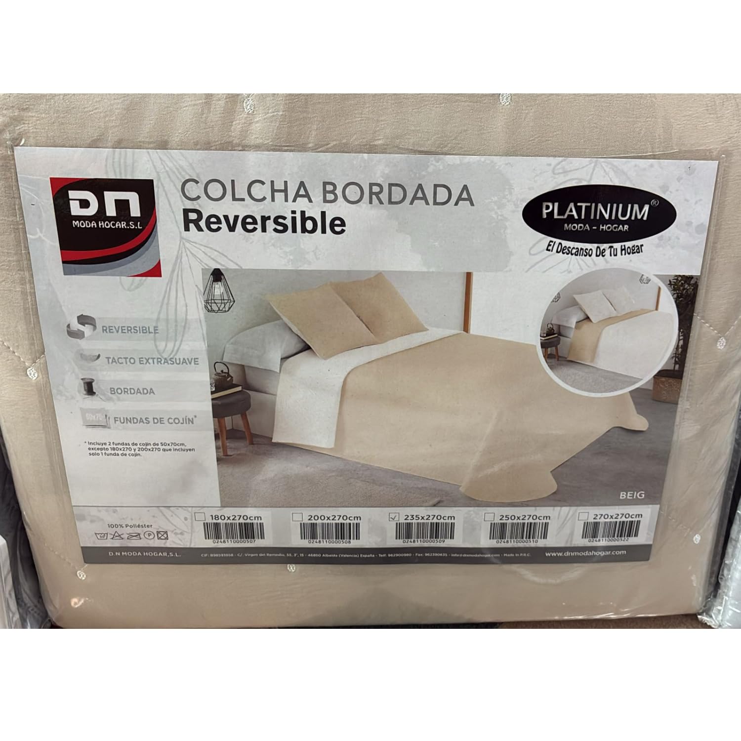 Colcha bordada lisa beige para colchón de cama 150 en habitaciones principales
