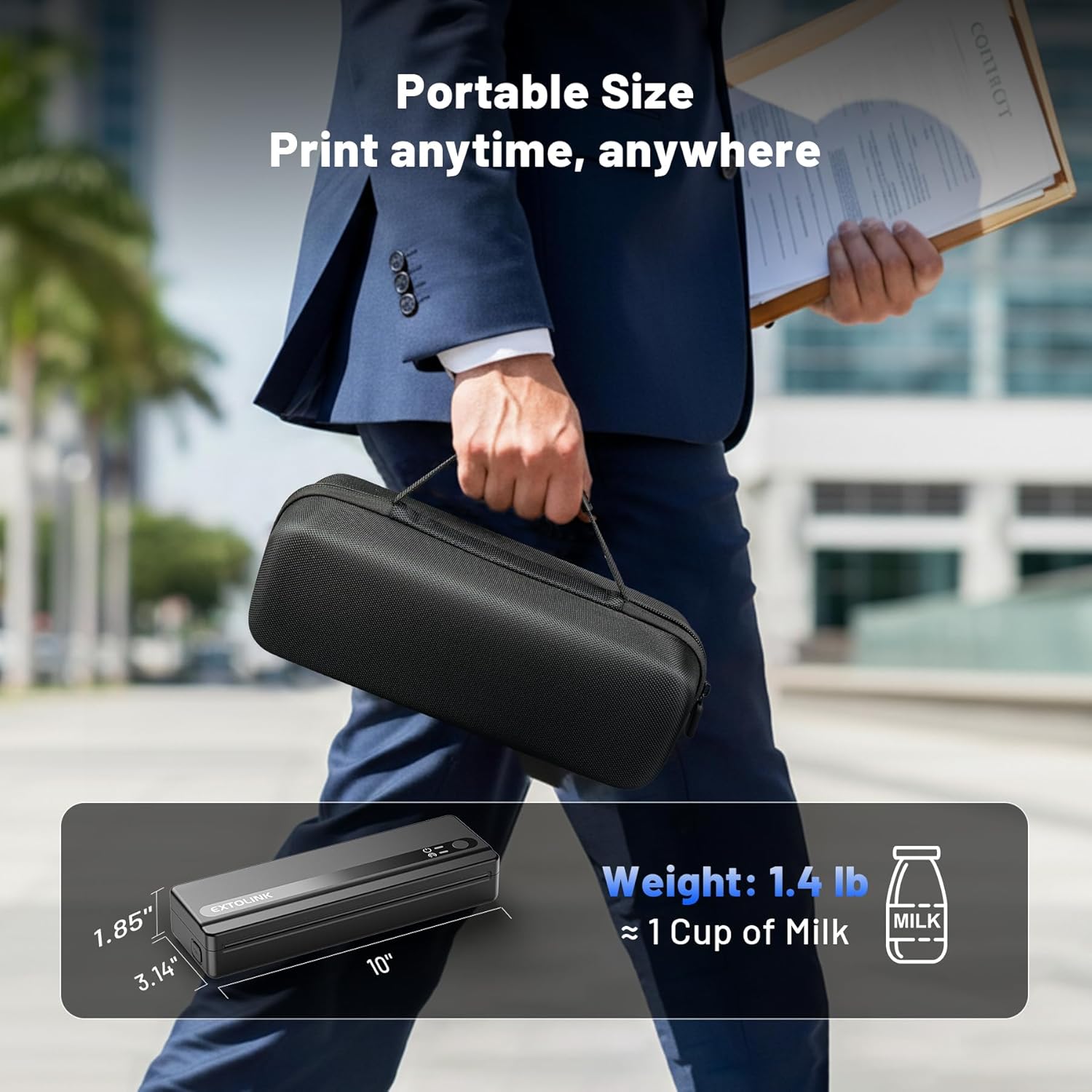 Portable Wireless Printer for Travel On-the-Go, Inkless Thermal Printer 2600mAh, Supports 8.5"x11" Letter & A4 Paper, Bluetooth for iPhone Android Laptop, Perfect for Truckers, Students, Remote Work