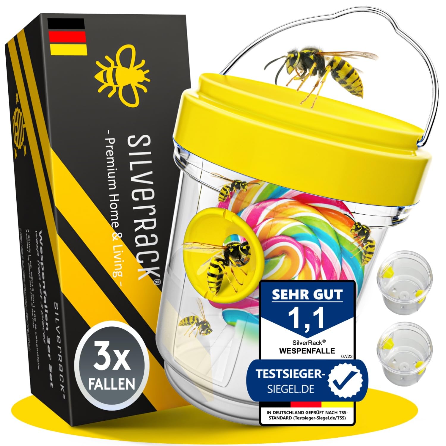 SilverRack Wespenfalle 3er Set - Wespenfalle für draußen - Wespen vertreiben - Mittel gegen Wespen - Wespenabwehr