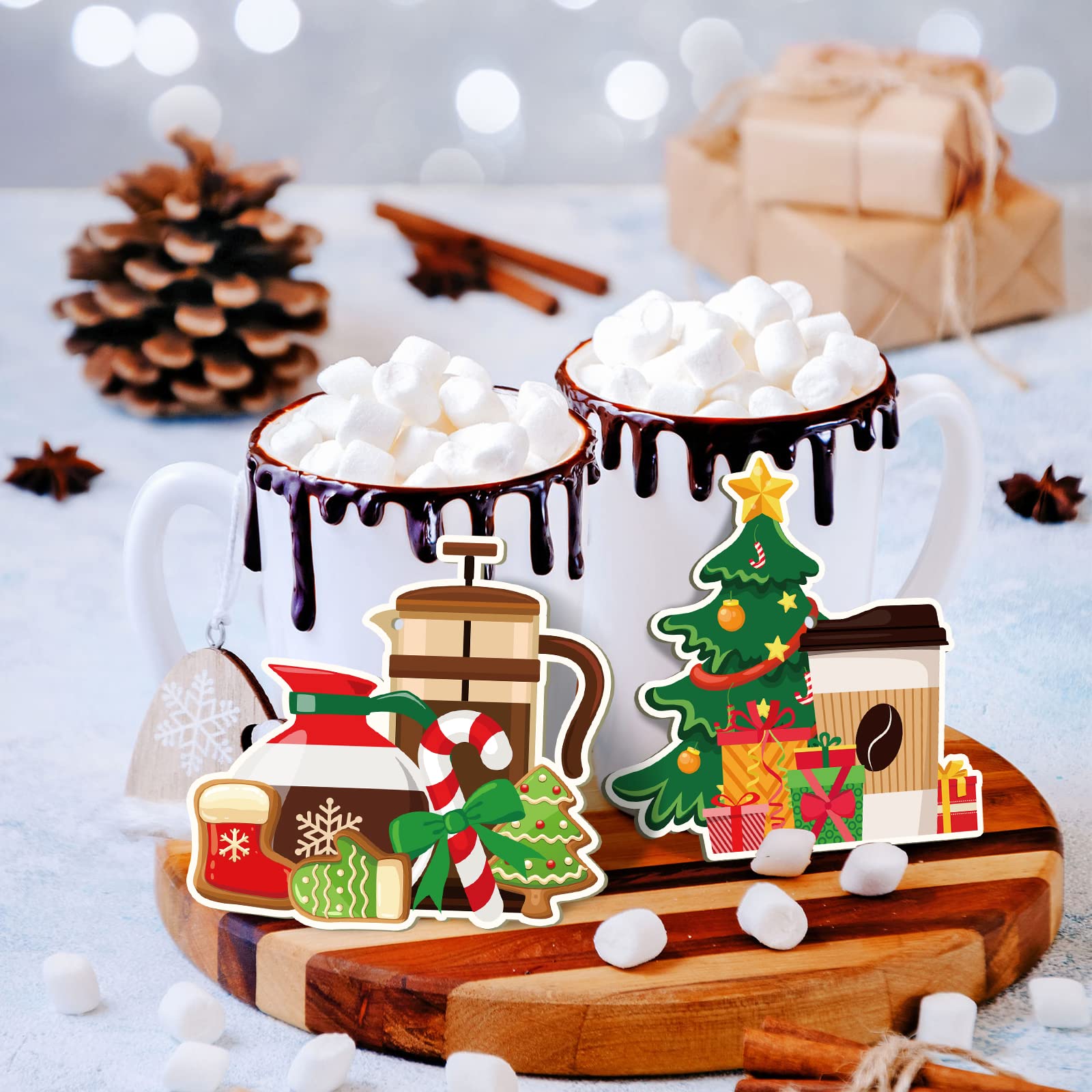 Amazon.co.jp: 24個 コーヒー好き クリスマス 木製オーナメント