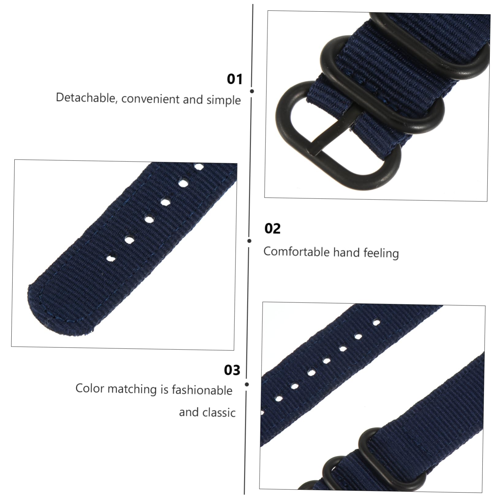 UKCOCO 3pièces Bracelet Nylon Pour Montre Bande De Remplacement Homme Avec Système De Détachement Rapide Confortable Et Respirant Profond