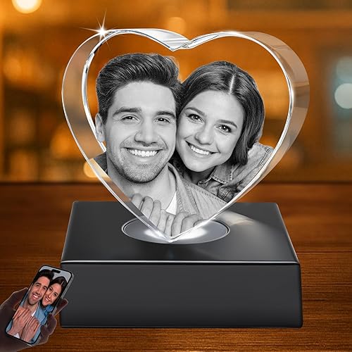 Regalos de fotos de cristal 3D personalizados para mujeres, marcos de fotos personalizados grabados con láser 3D, regalo conmemorativo de