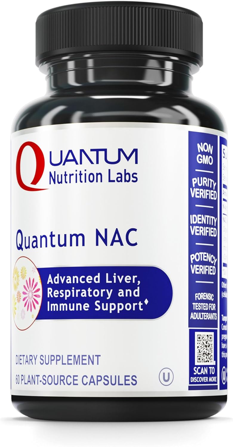 Quantum Nutrition Labs NAC - N-Acetyl-L-Cysteine, Liver & Immune Support, NAC Supplement, N-Acetyl Cysteine, 300mg NAC Per Capsule - 60 Vegetarian Capsules