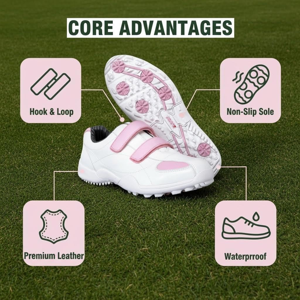 PGM Damen Golfschuhe Wasserdicht Spikeless mit Klettverschluss