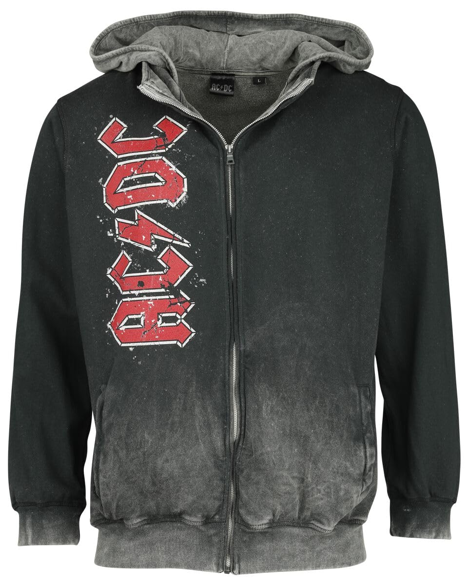 AC/DC Highway to Hell! Homme Sweat-Shirt zippé à Capuche Noir 100% Coton Regular/Coupe Standard