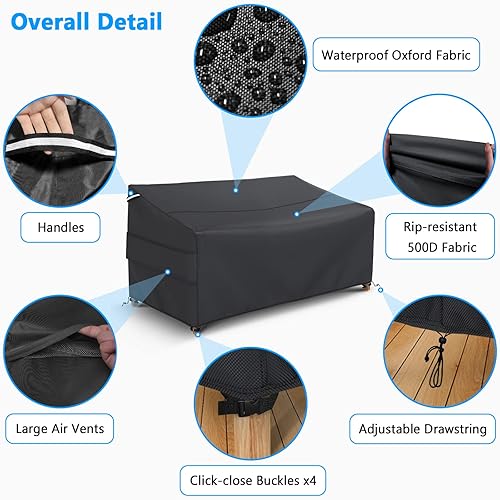 Miniatura 5 de Gasadar Funda impermeable para sofá para exteriores, funda de sofá de 3 plazas, 79 pulgadas de largo x 37 pulgadas de profundidad x 35 pulgadas de