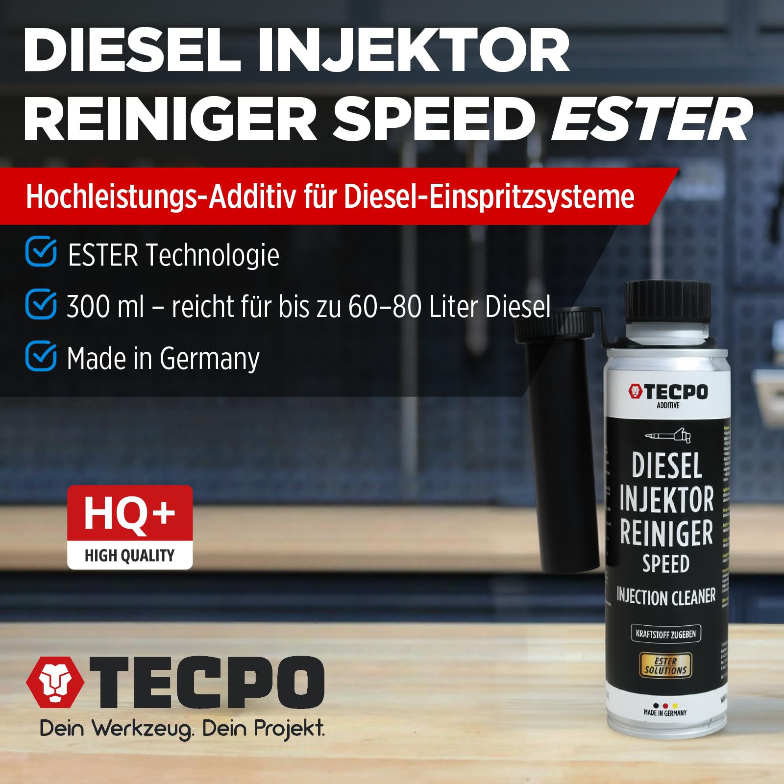 TECPO Diesel Injektor Reiniger, 12x 300ml Additiv -Einspritzdüsen Additiv mit Ester Solution Direct Injection Speed Cleaner