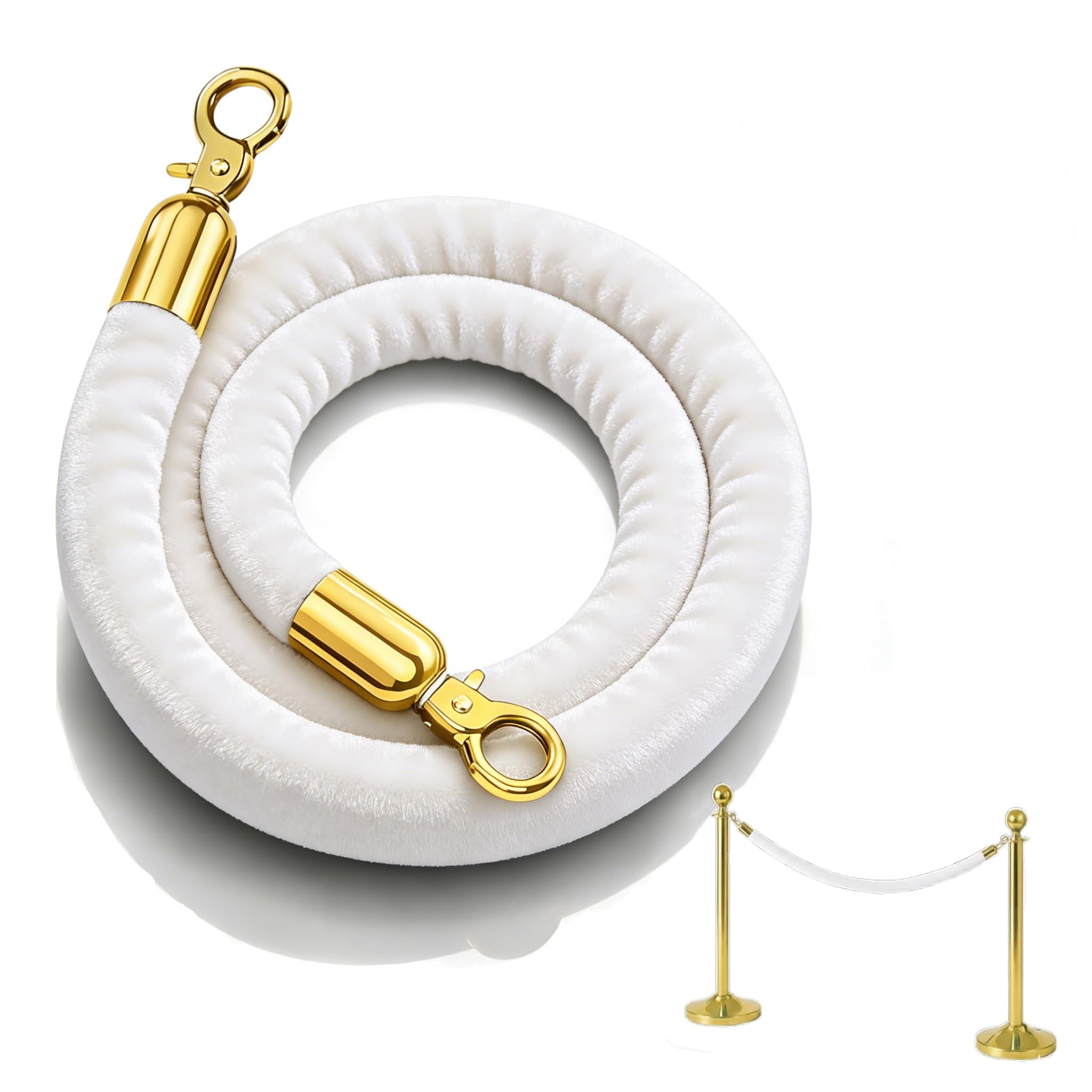 Cuerda de terciopelo blanco para organizar filas con elegancia en recepciones