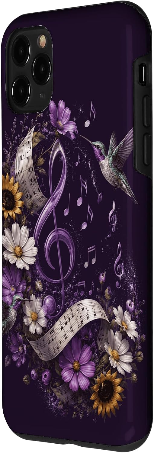 Music Teacher Hummingbird Purple Floral Music Notes Case for iPhone 11 Pro image 2