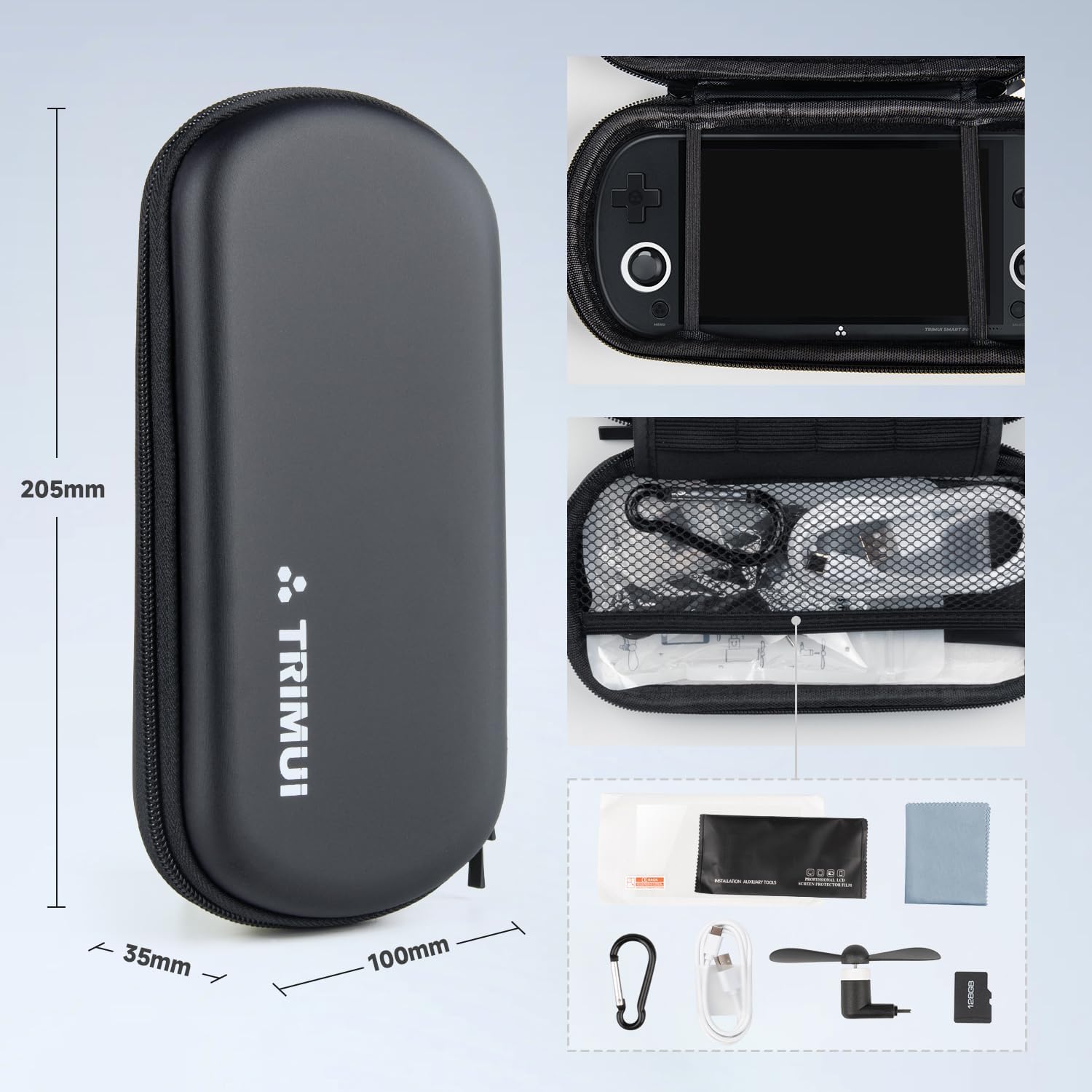 Durable PU Case for Trimui Smart Pro - Waterproof, Shockproof, with 5-Inch Screen Protector for Travel & Storage