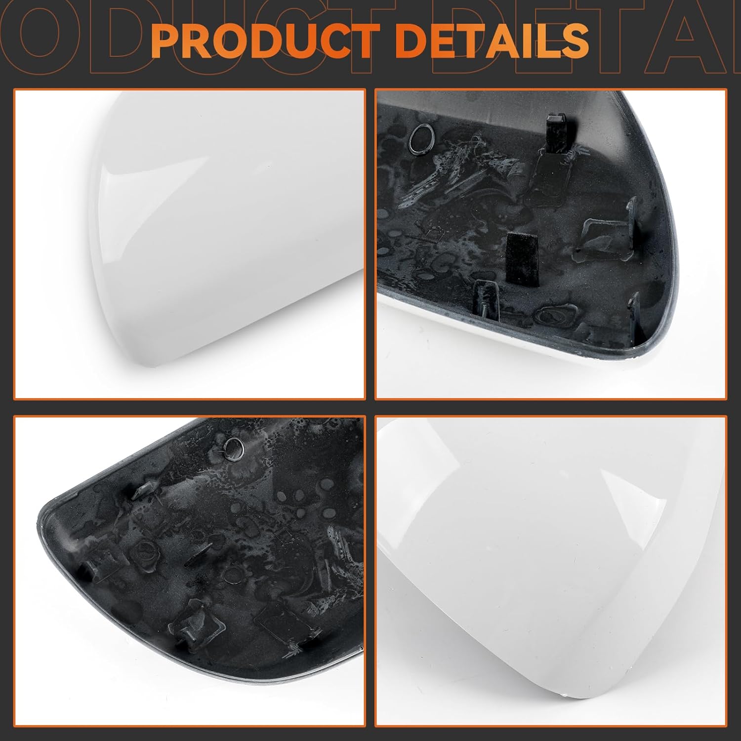 White Side Mirror Cover Caps for 2011-2020 Toyota Sienna, Directly Replace Style Not Sticker