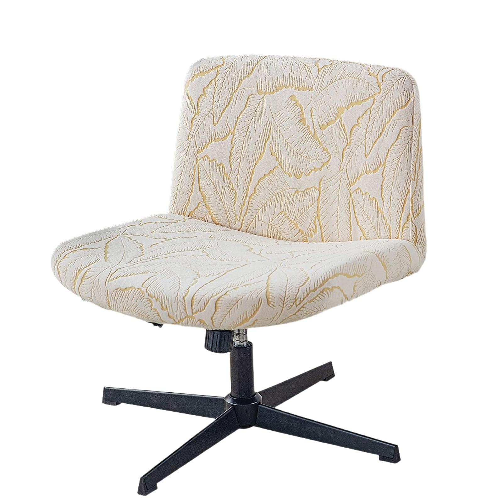 Funda de Silla sin Brazos de Jacquard con diseño Entrecruzado, Funda para Silla de Escritorio de Oficina, Funda Protectora para Silla giratoria Ancha con Respaldo Medio(Beige)