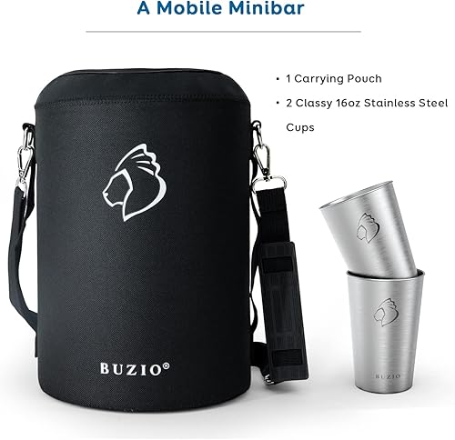 Miniatura 8 de BUZIO Botella de agua de acero inoxidable aislada al vacío de 64 onzas con jarra BUZIO de 15 galones frasco de agua de doble pared sin BPA con bolsa