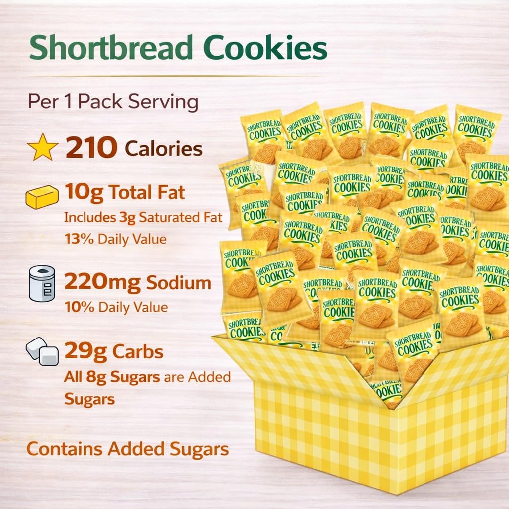 Shortbread Cookies Gourmet Butter Treats, Individually Wrapped - Breakfast Tea Coffee School Office Party Holiday Gift 30 Bags (6 Cookies Per Pack) 180 Total Pieces - Image 2