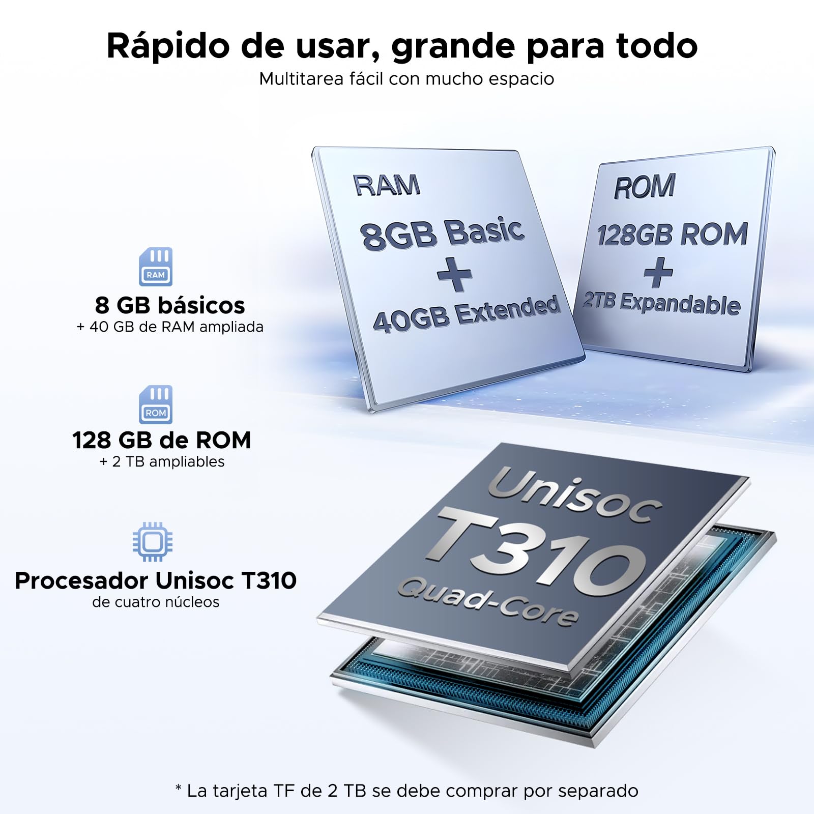 POPUX P10 Tablets Android, Tablet 10 Pulgadas, Tablet Android 16 con Gemini AI, 48GB RAM+128GB ROM, T310 CPU, 7000mAh, 8MP+5MP, 90Hz, Widevine L1, Bluetooth 5.0, Tablet con Teclado, Azul — view 7