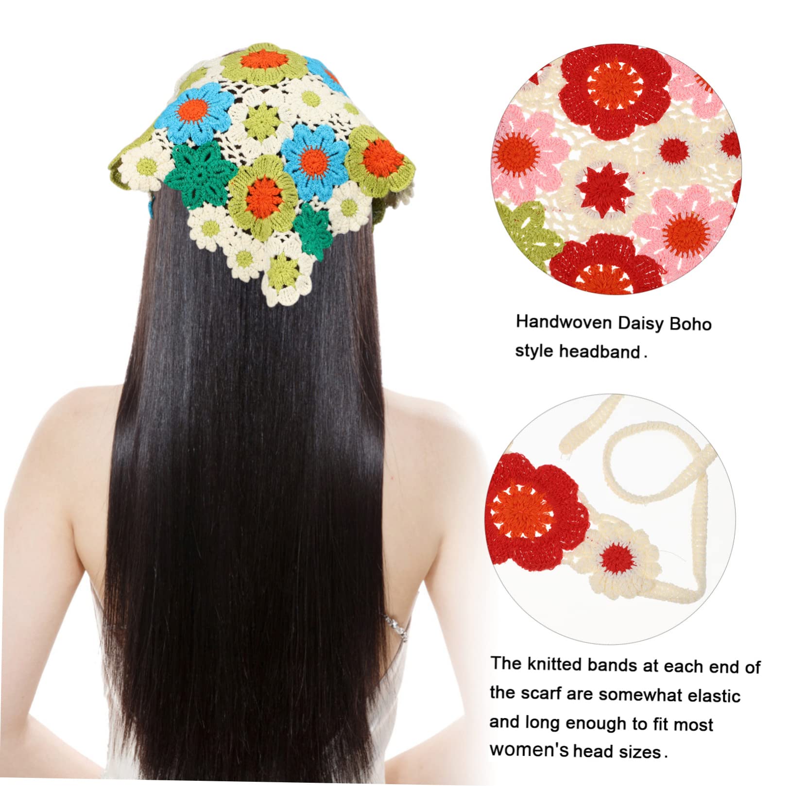WOFASHPURET Elegant Floral Headscarf Set Crochet Bandanna for Women Hair Bandana Crochet Style Head Towel Wrap
