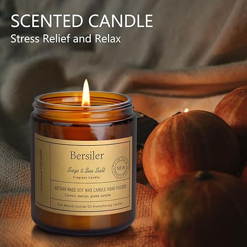 Miniatura 5 de Velas de aromaterapia, velas perfumadas, velas de sal marina de salvia de 7 onzas, alivio del estrés y relajación para el hogar y el dormitorio,