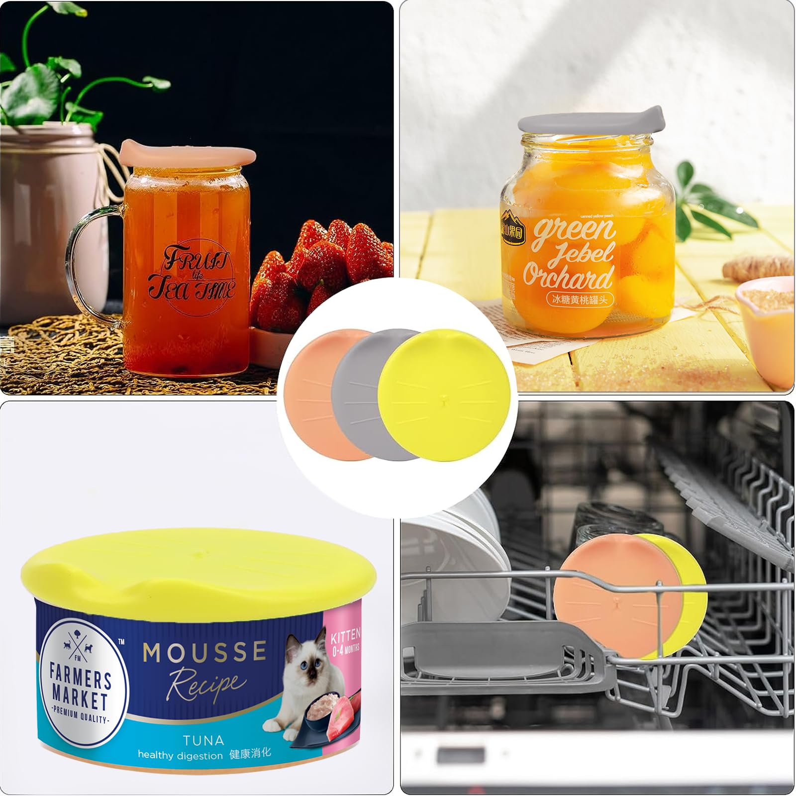 Paquet de 6 Couvercle Silicone de Conserve Cuillères à Nourriture pour Chats pour le Stockage des Aliments Humides