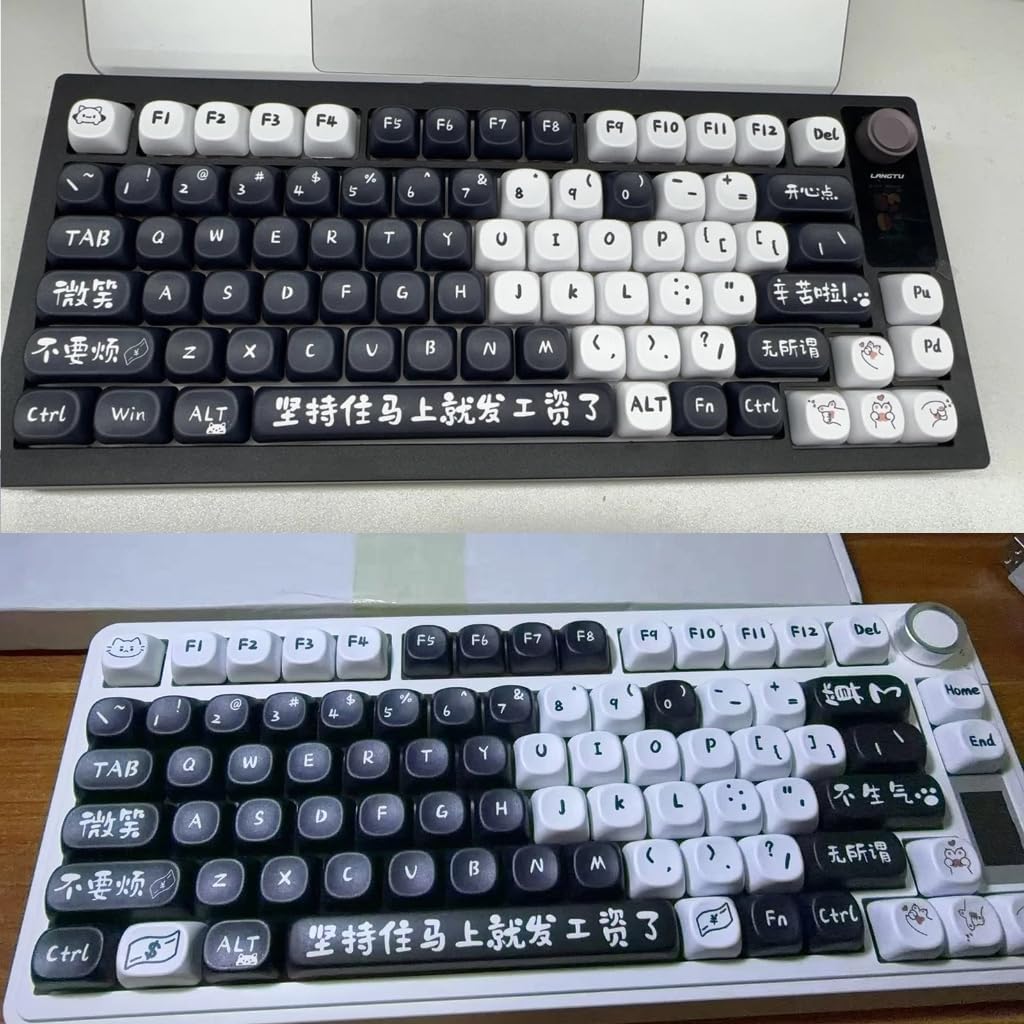 Off Work Cats Theme Keycaps MOA Keycap Set for 135keys for Mechanical Keyboards