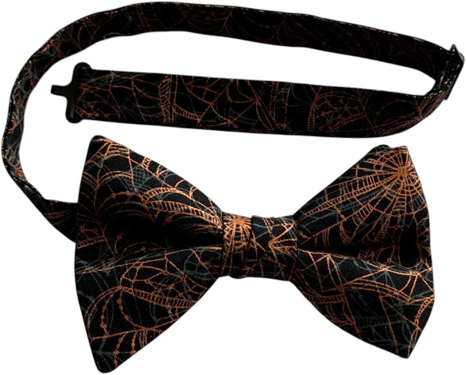 Mens Pre-tied Adjustable Bow Tie Autumn Leaves, Fall Pumpkins, and Halloween Spider Webs