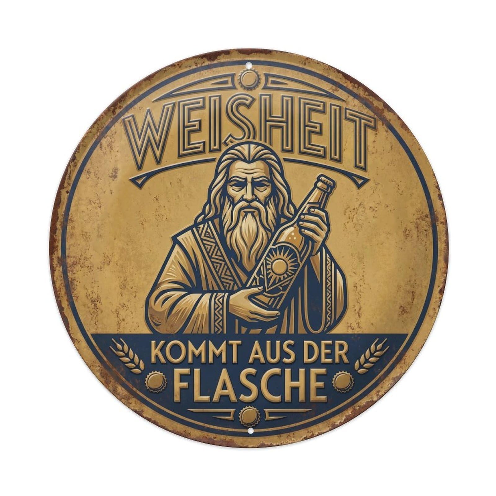 Vintage Bar Style Weisheit Humorous Tavern Wisdom 1 Metal Tin Sign Plaque Wall Decor for Cafe, Club, Garden Round Metal Poster 8x8Inch