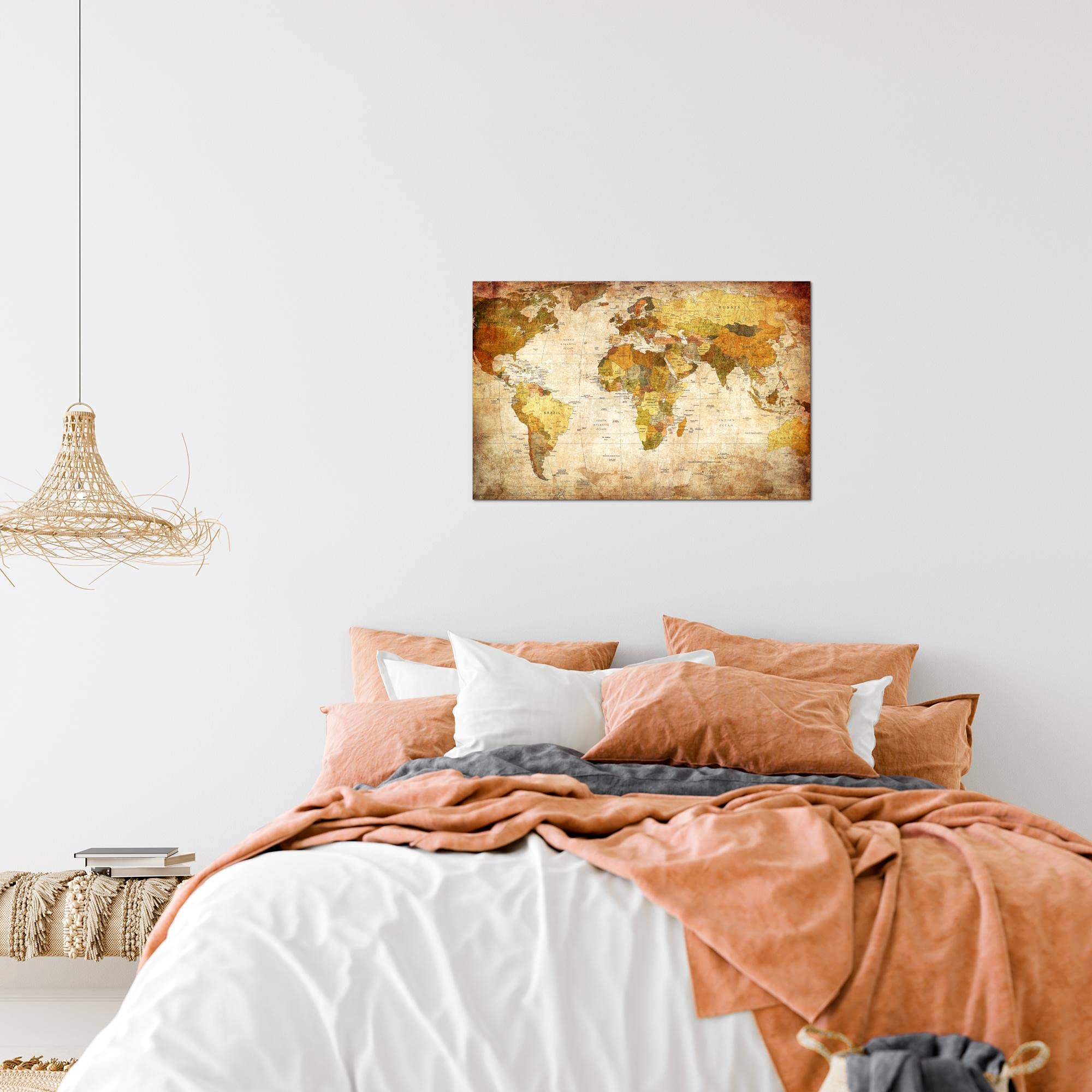 Quadro Mappa del mondo oro e nera - Neibac - Spedizione gratuita