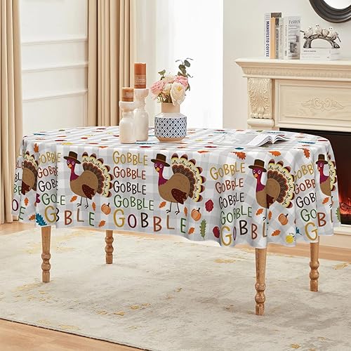 Miniatura 9 de Horaldaily Mantel rectangular de Acción de Gracias de 60 x 84 pulgadas, mantel lavable de pavo para decoración de fiestas, pícnic, cena