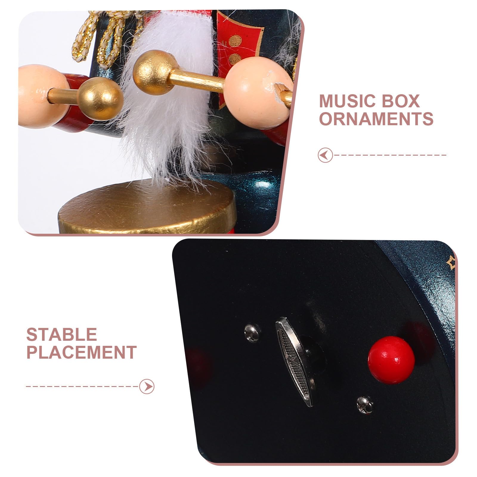 YARNOW Boîte à Musique Casse-Noisette en Bois Bleu avec Mécanisme à Remontoir et Base Ronde, Décoration Festive pour Fêtes de Noël et Réunions de Vacances