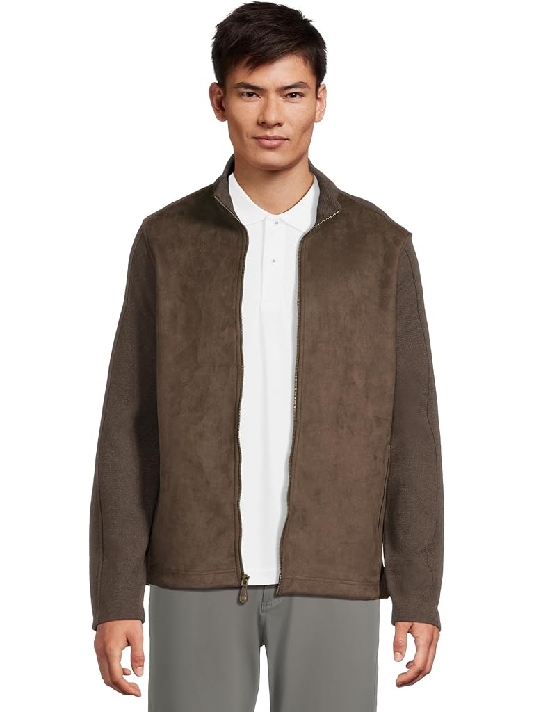 Brown Johnston & Murphy Faux-suede Full-zip