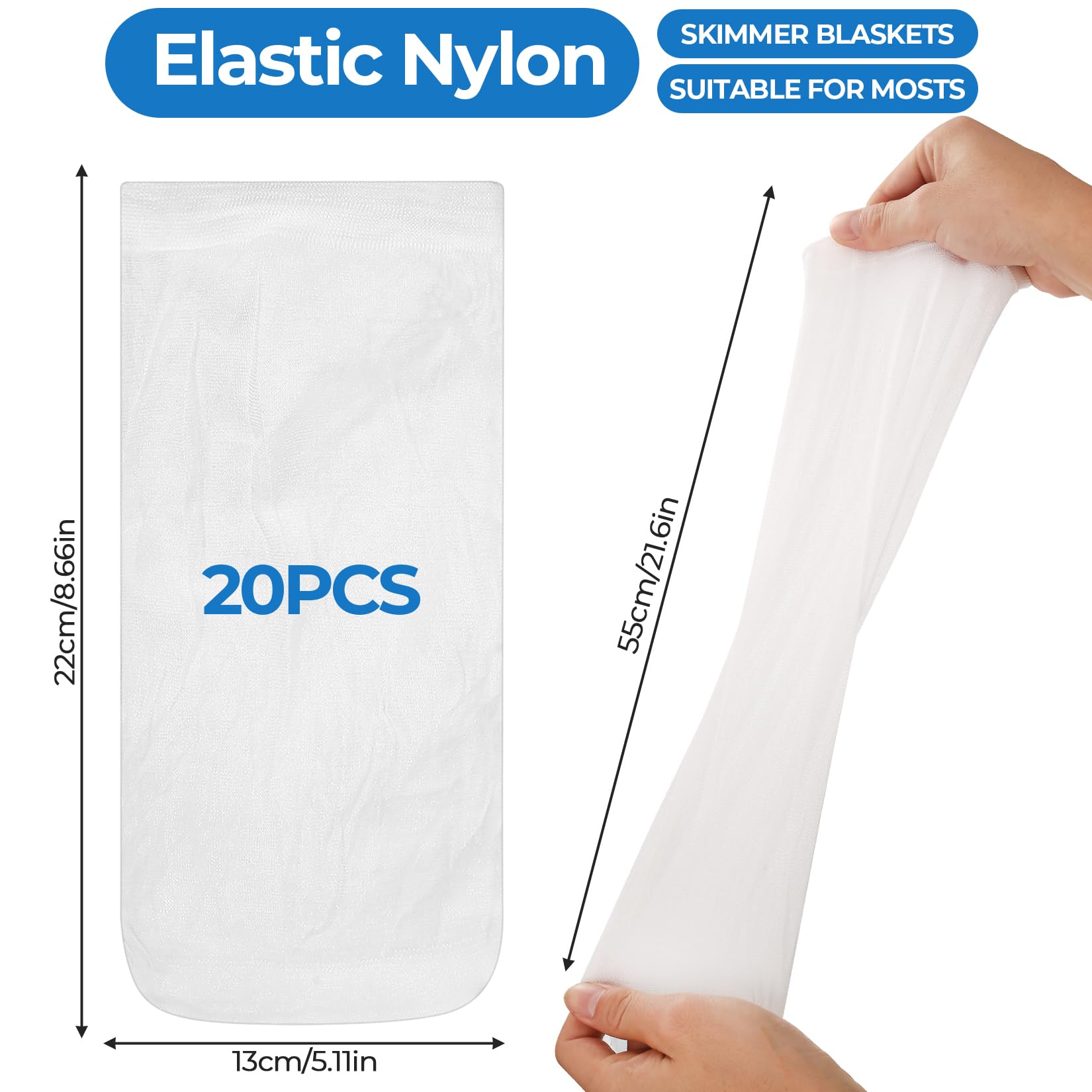 Ewwtrey 20 PcsCalcetines Skimmer Piscina, Calcetines de Nailon para Piscinas, Calcetines de Malla Fina para Piscinas enterradas y elevadas, para Limpiar residuos y Hojas (Blanco) — view 2