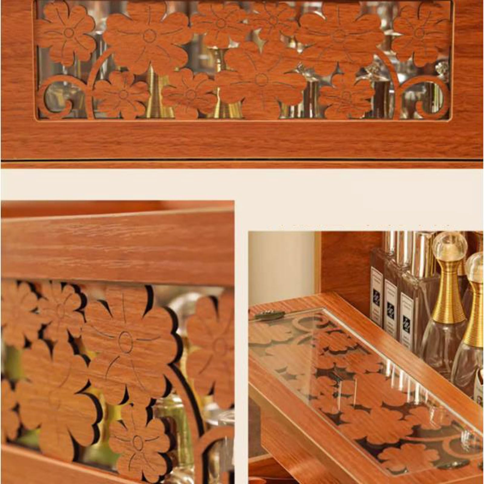 Almacenamiento de cosméticos Organizador de Maquillaje Madera con Espejo y 2 cajones