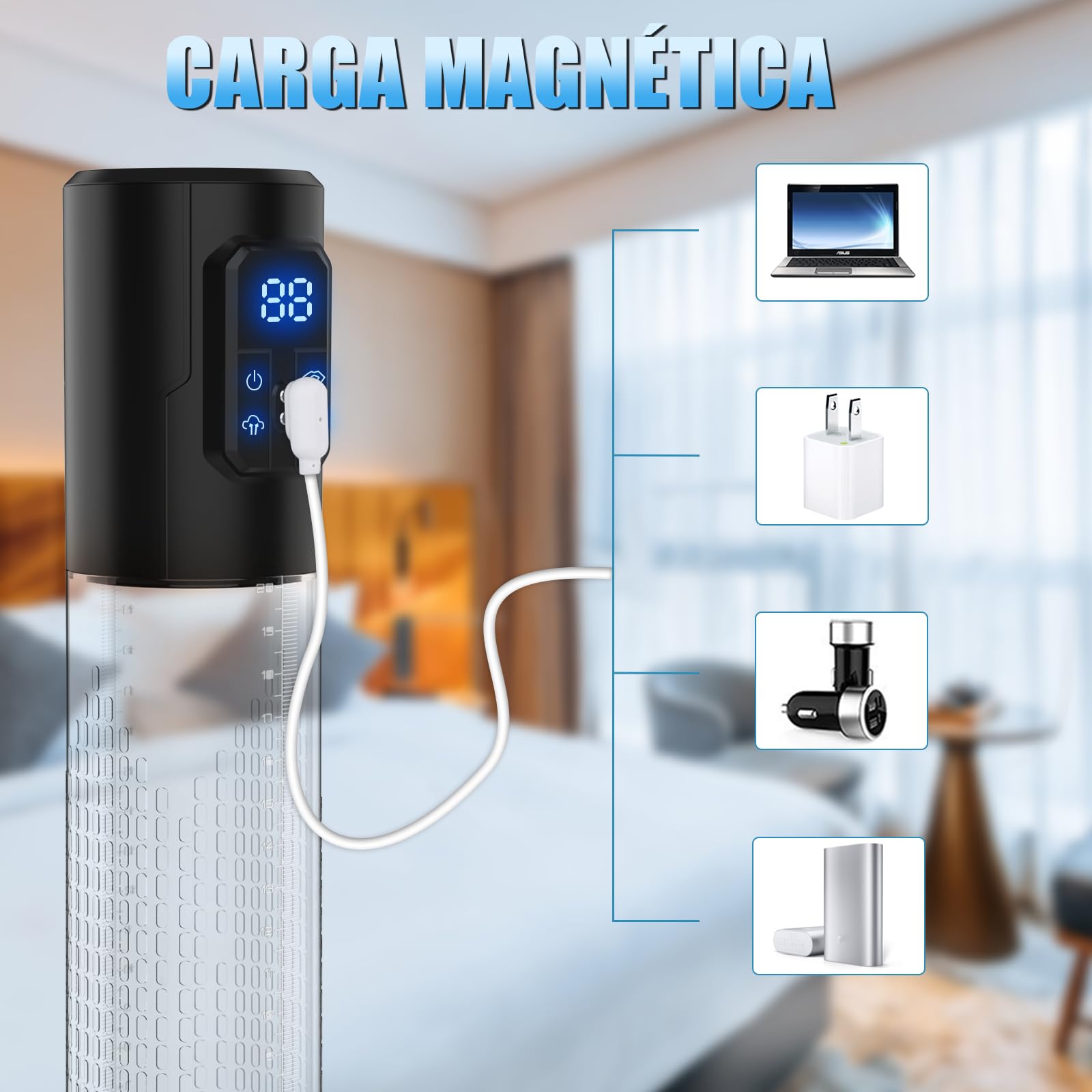 Bomba de Pene Masculino Juguetes Sexuales - Masturbador Eléctrico Alargador de Pene para Hombres, Sextoy Extensor Bomba de Vacío con 4 Modos de Succión, Juguete para Adultos con Anillo para el Polla