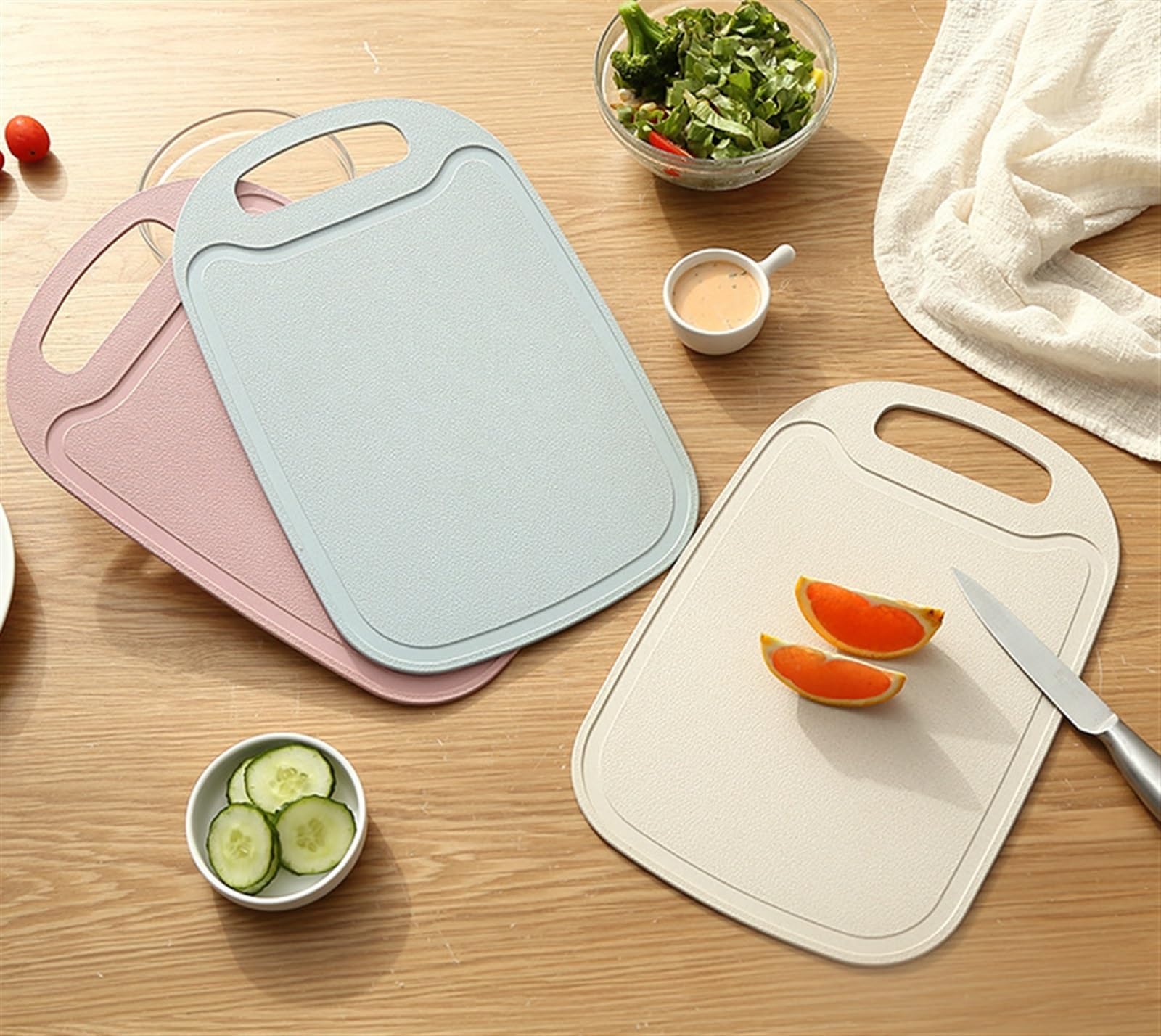 Küche Schneidebretter Kunststoff-Schneidebrett Für Die Küche, Farbige Schneidebretter, Rutschfest, Spülmaschinenfest Und Leicht Zu Reinigen Schneidebrett (Color : C, Size : 3pc)