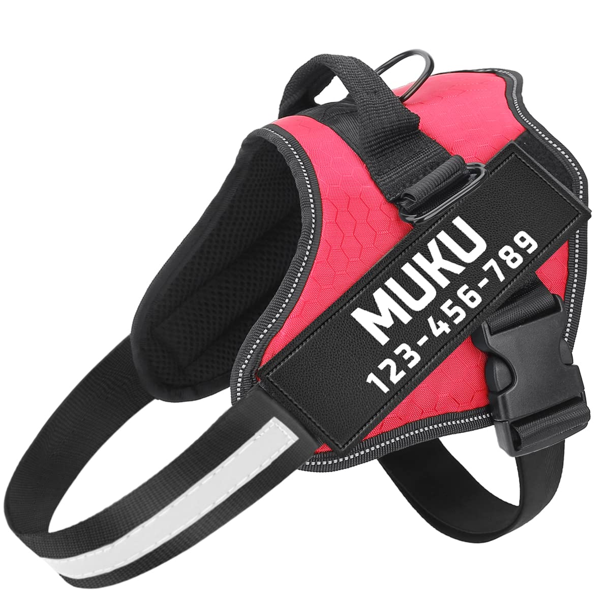 Custom No-Pull Dog Harness with Name & Phone Number - Heavy Duty Reflective Pet Vest, Breathable Adjustable Harness Stops Pulling, Choking, Tugging -