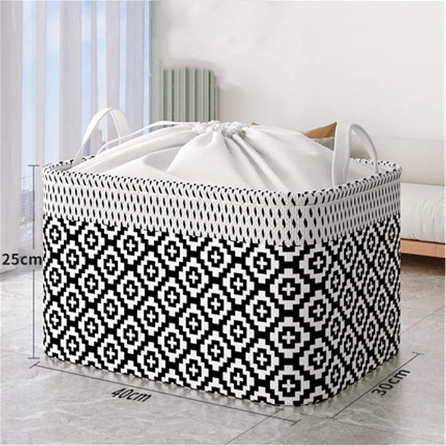 キャンバスシェルフバスケット 布貯蔵箱家庭用服バスケット服オーガナイザーバッグ25x40x30cm(Black)