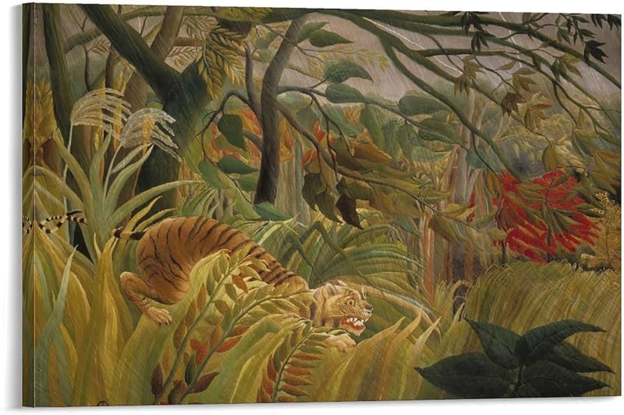 Amazon.co.jp: Henri Rousseauアンリ・ルソー 《熱帯嵐のなかのトラ