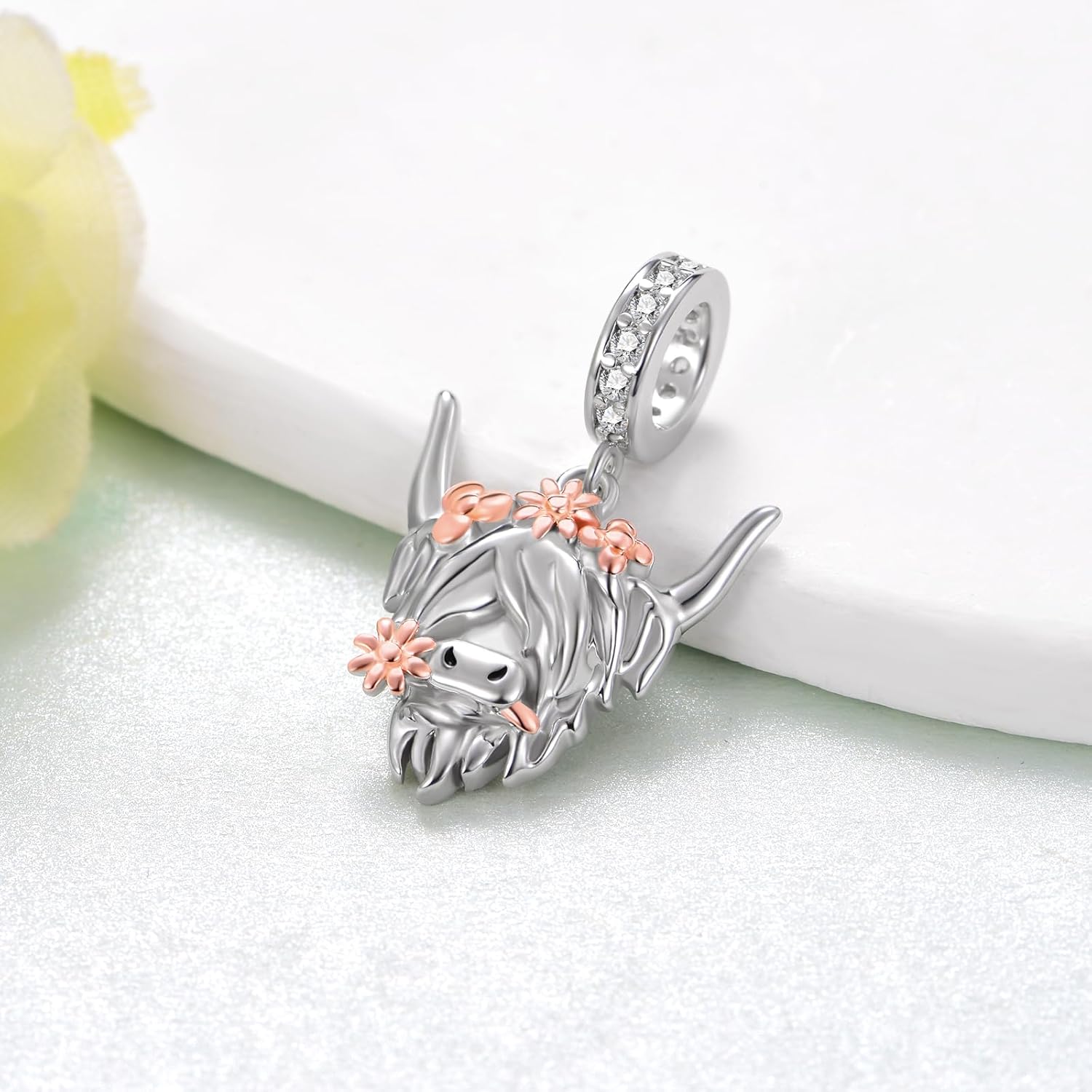 Highland Cow Charm 925 Sterling Silver Highland Cow Charms for Bracelets Highlad Cow Jewelry Gifts for Women