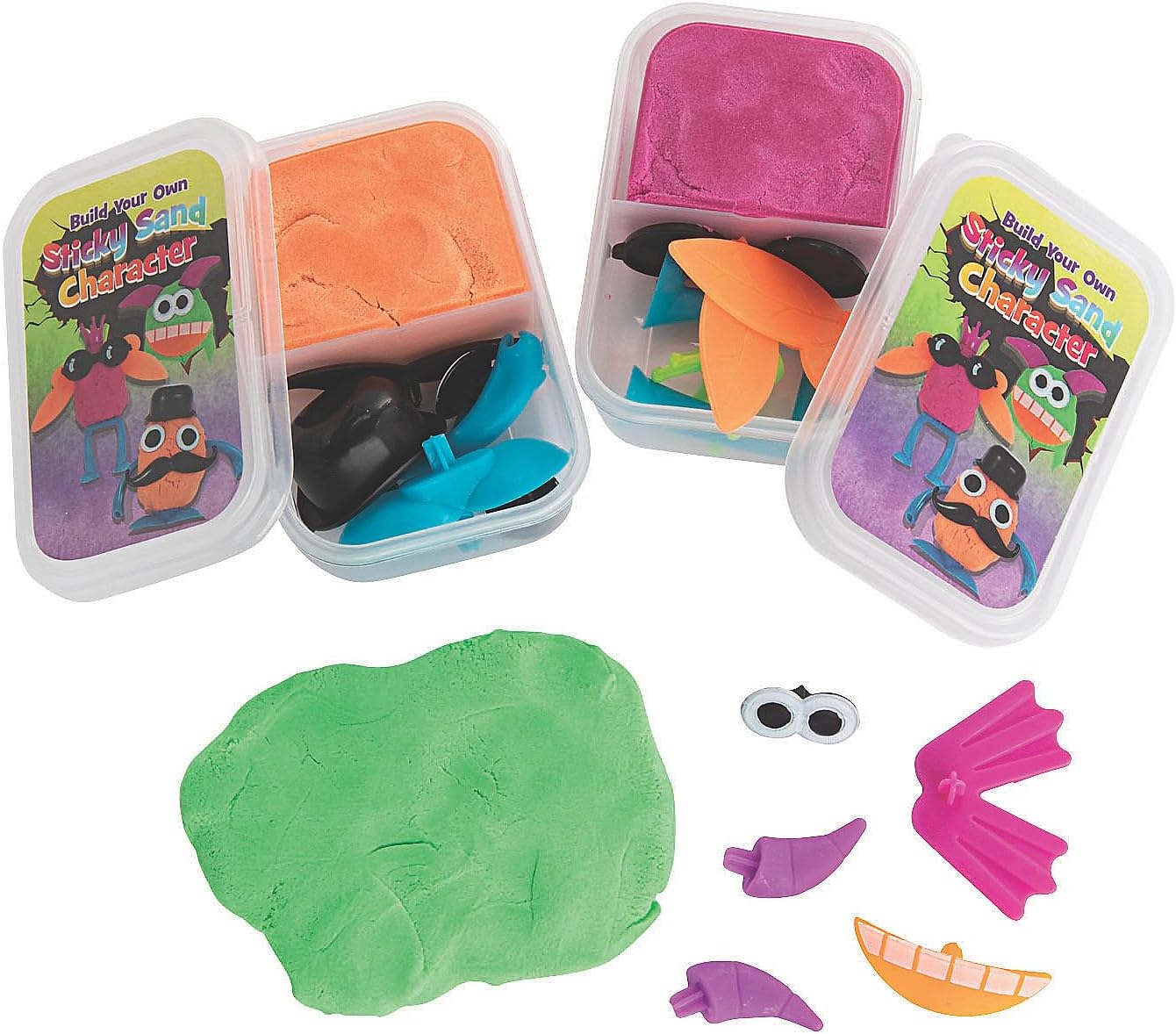 Fun Express Build Your Own Sticky Sand Characters - Craft Toys for Kids - 12 Pieces
