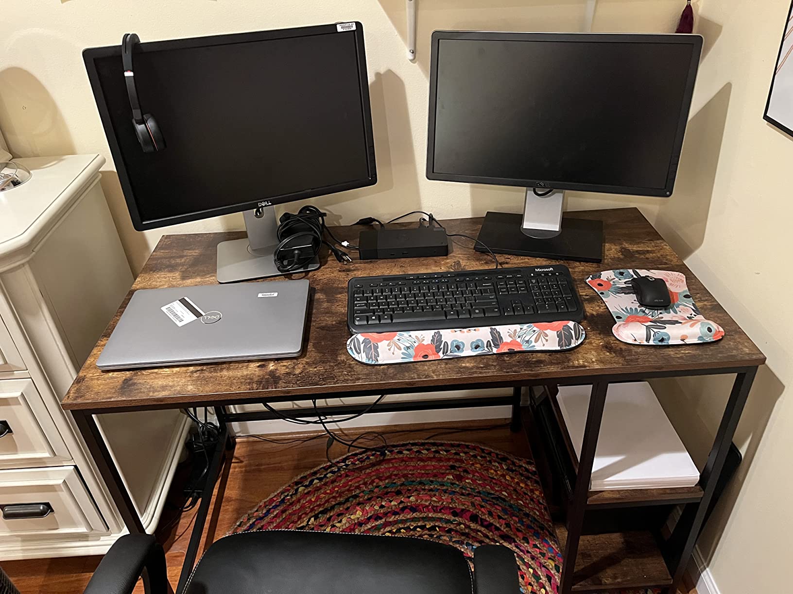 Big Table Desktop Computer $12/mo - Finance Computer Desk with 2 Shelves,2-in-1 Large Office Desk ...