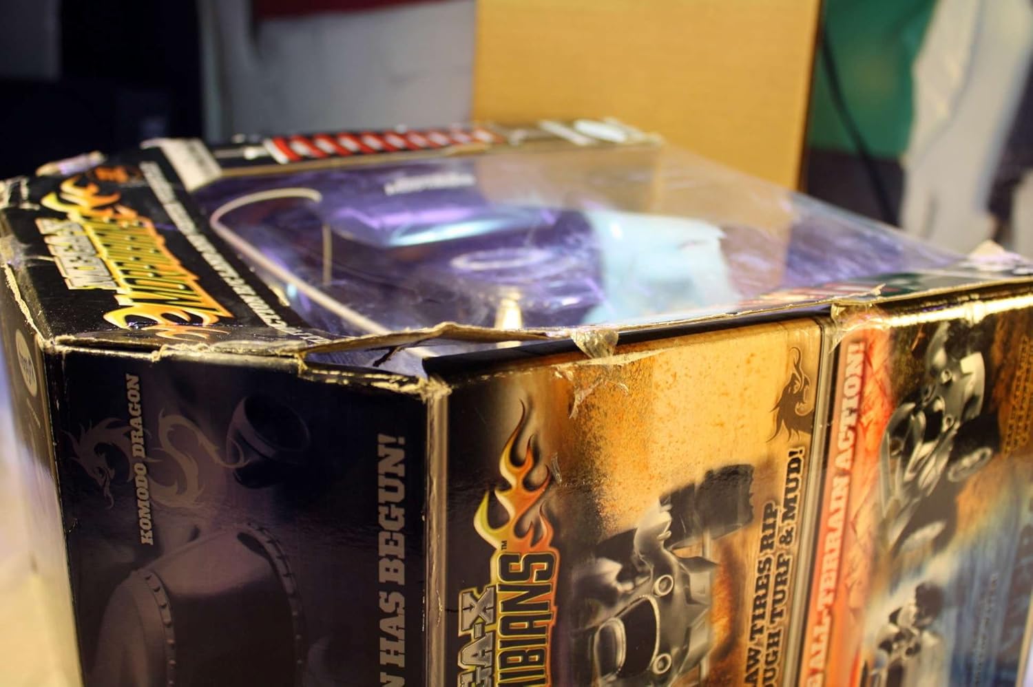 Side view of the Mega X Morphibian's packaging