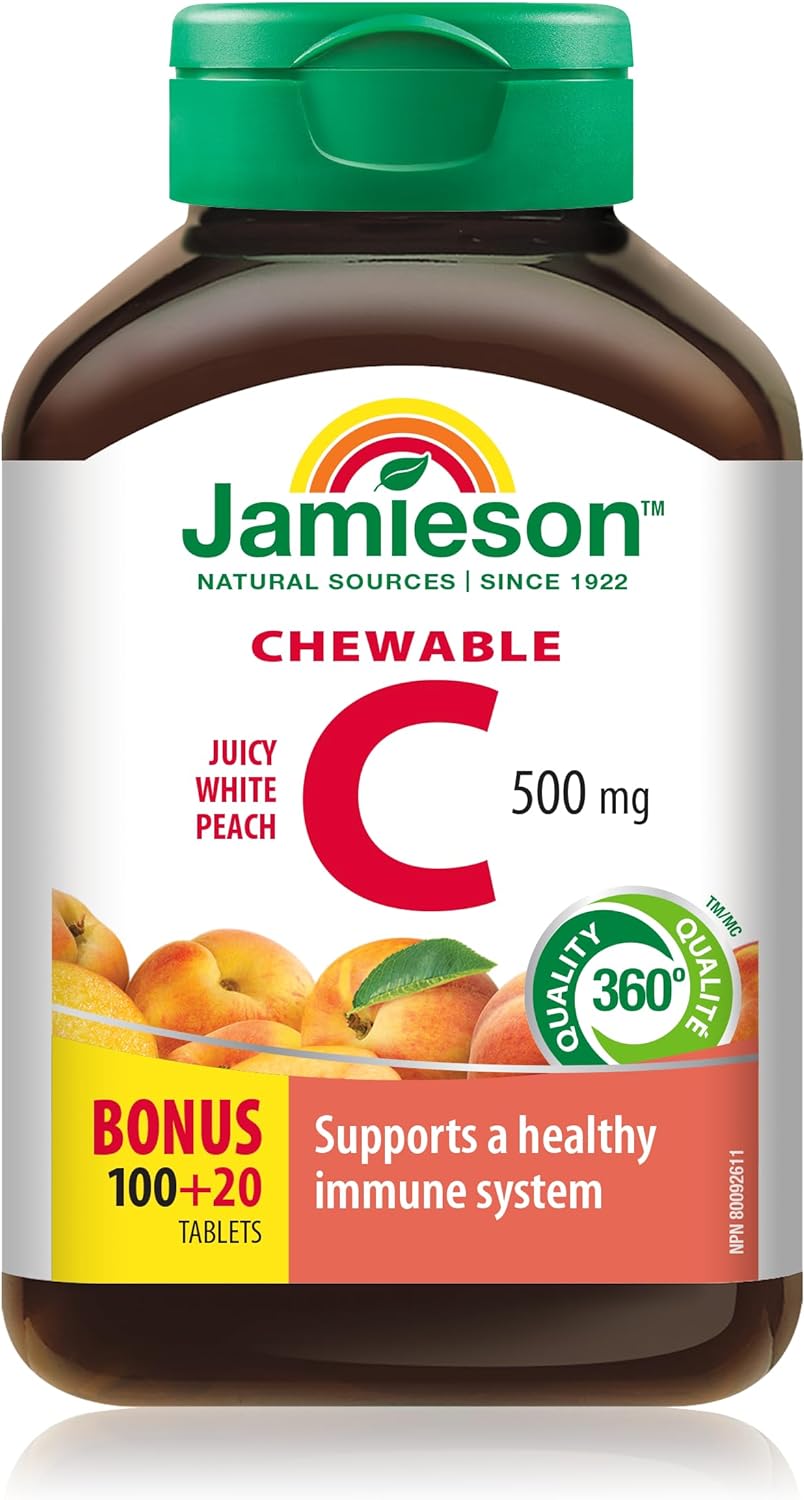 Jamieson Chewable Vitamin C 500 mg Juicy White Pea…