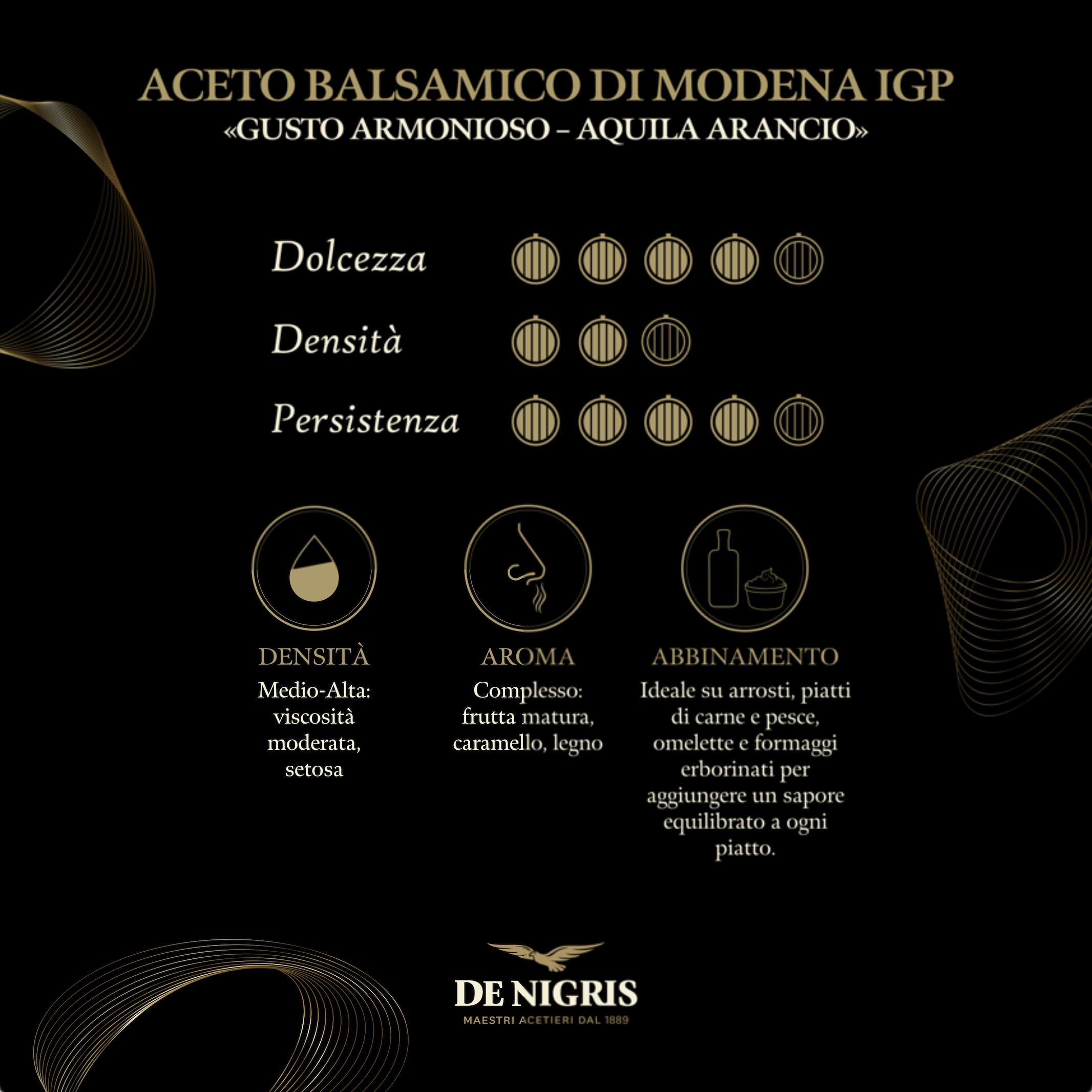 De Nigris Aceto Balsamico di Modena IGP Invecchiato | Bundle 3 x 250ml Aquila Rossa, Arancio e Gialla – Set Degustazione Balsamico Italiano Premium | Condimento Gourmet Denso e Corposo, Idea Regalo