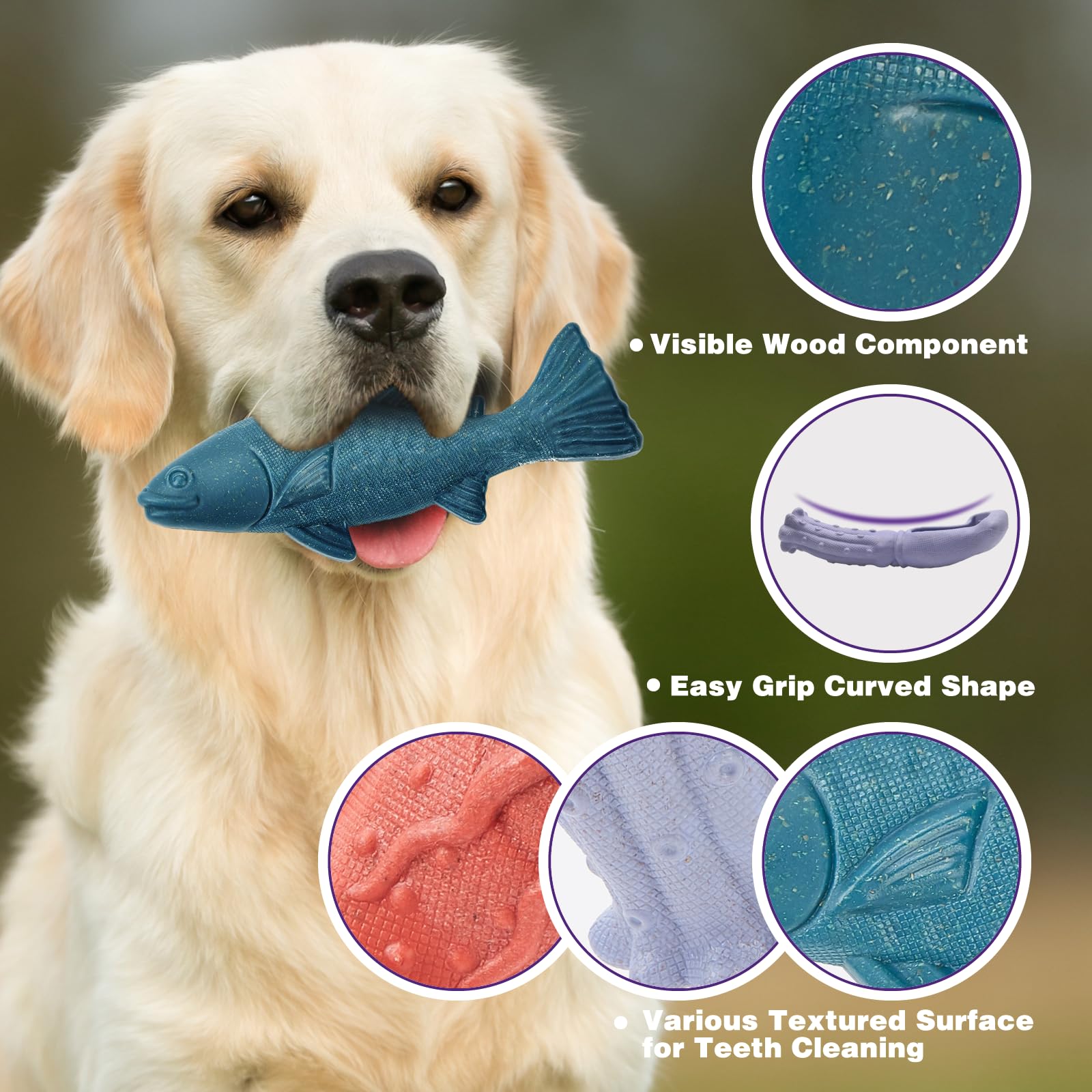 Kimee Juguetes para perros para masticadores agresivos, paquete de 3 juguetes indestructibles para masticar perros, juguetes súper masticadores para perros con sabor a tocino de nailon resistente para