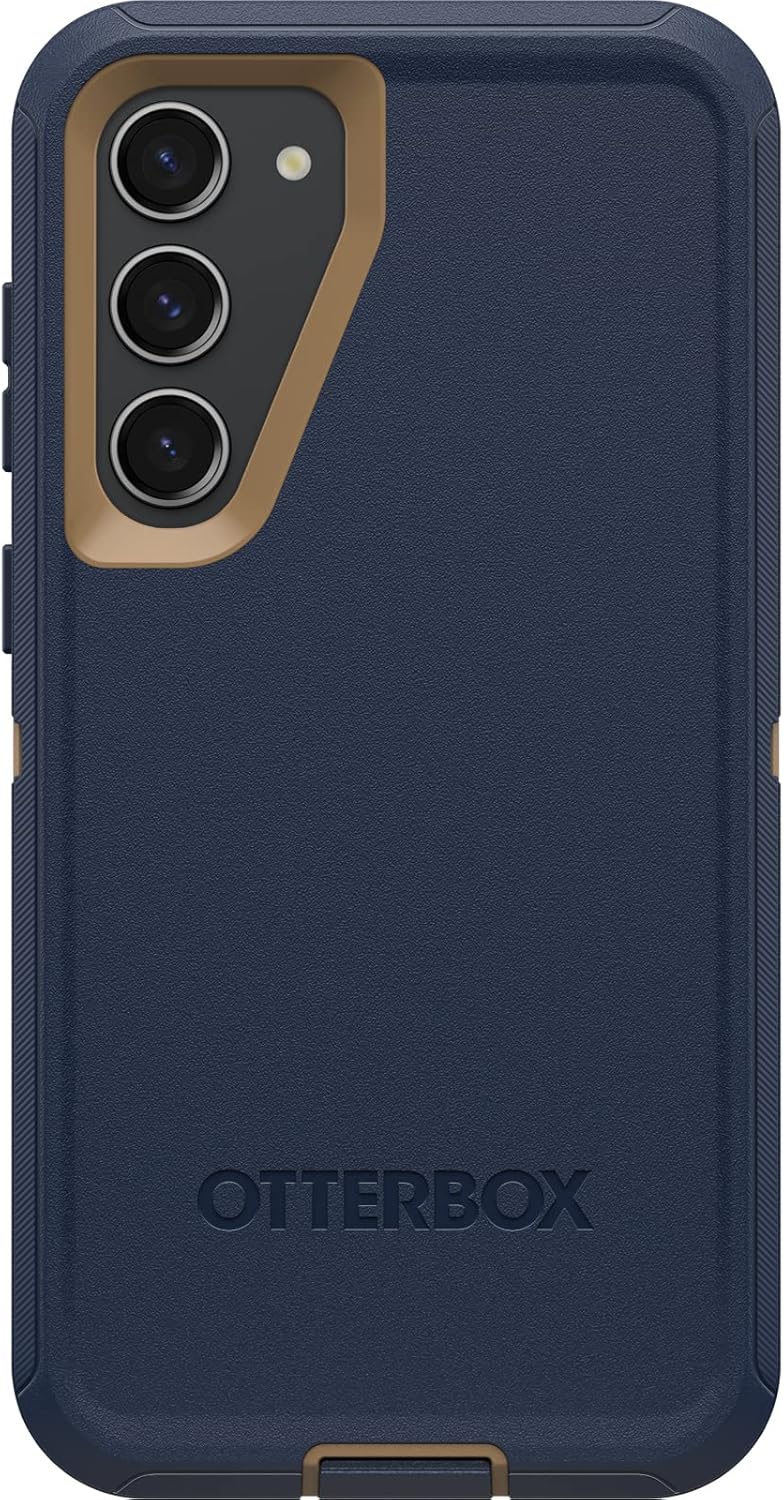 OtterBox Galaxy S23+ Defender Series Case - BLUE SUEDE SHOES (Blue), rugged & durable, with port protection, includes holster clip kickstand